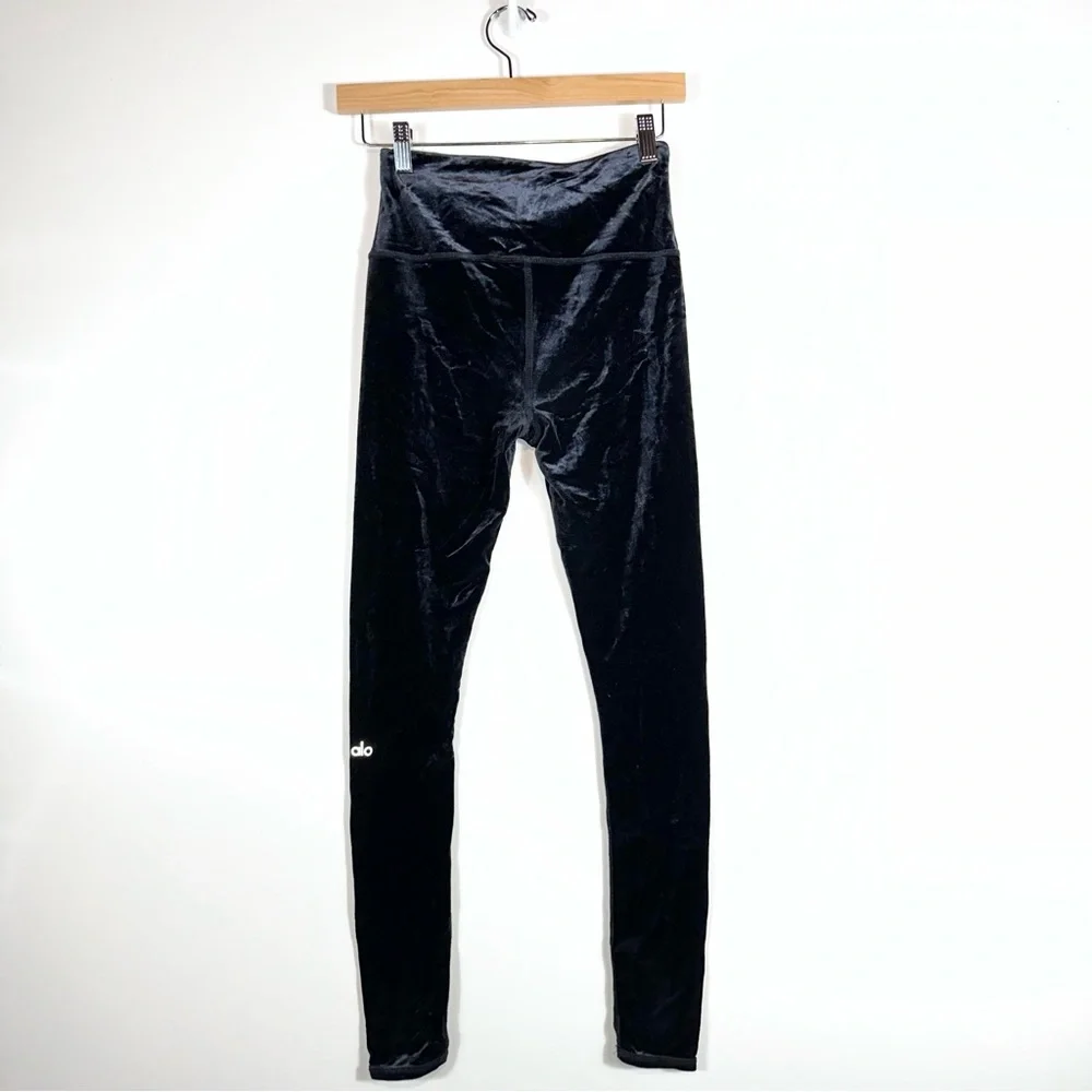 Alo Yoga High Waist Posh Velvet Legging In Black Size Small - Picture 6 of 9